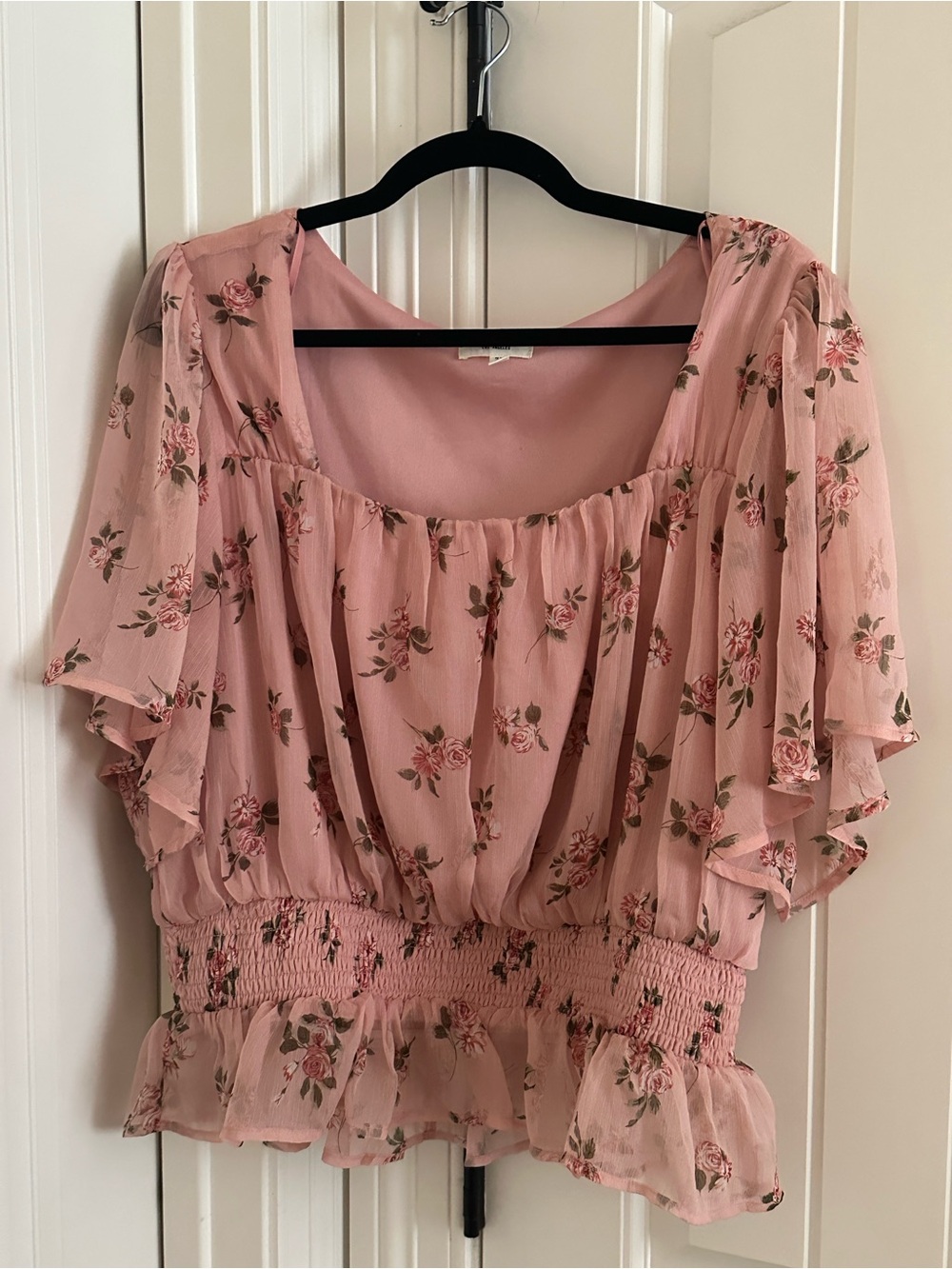 Floral Pink Ruffle Top - Picture 3 of 5